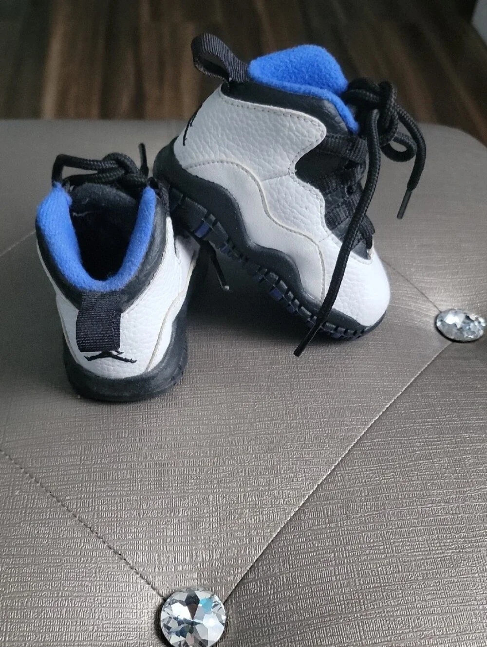 Jordan Baby Walker Shoes in White, Black & Blue